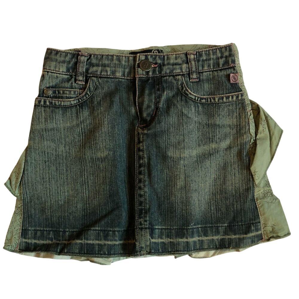 Jean Bourget Girls Skirt Size 5 Denim Ruffle Cotton Adjustable Waist France